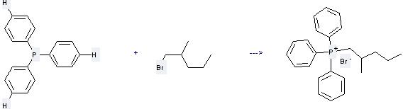 Pentane, 1-bromo-2-methyl- can react with Triphenylphosphane to get (2-Methyl-pentyl)-triphenyl-phosphonium; bromide.